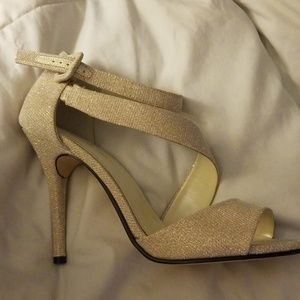 Sparkly open toe heels